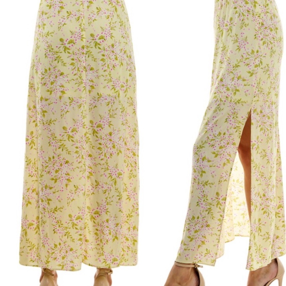 Chic Floral Print Maxi Skirt in Yellow
